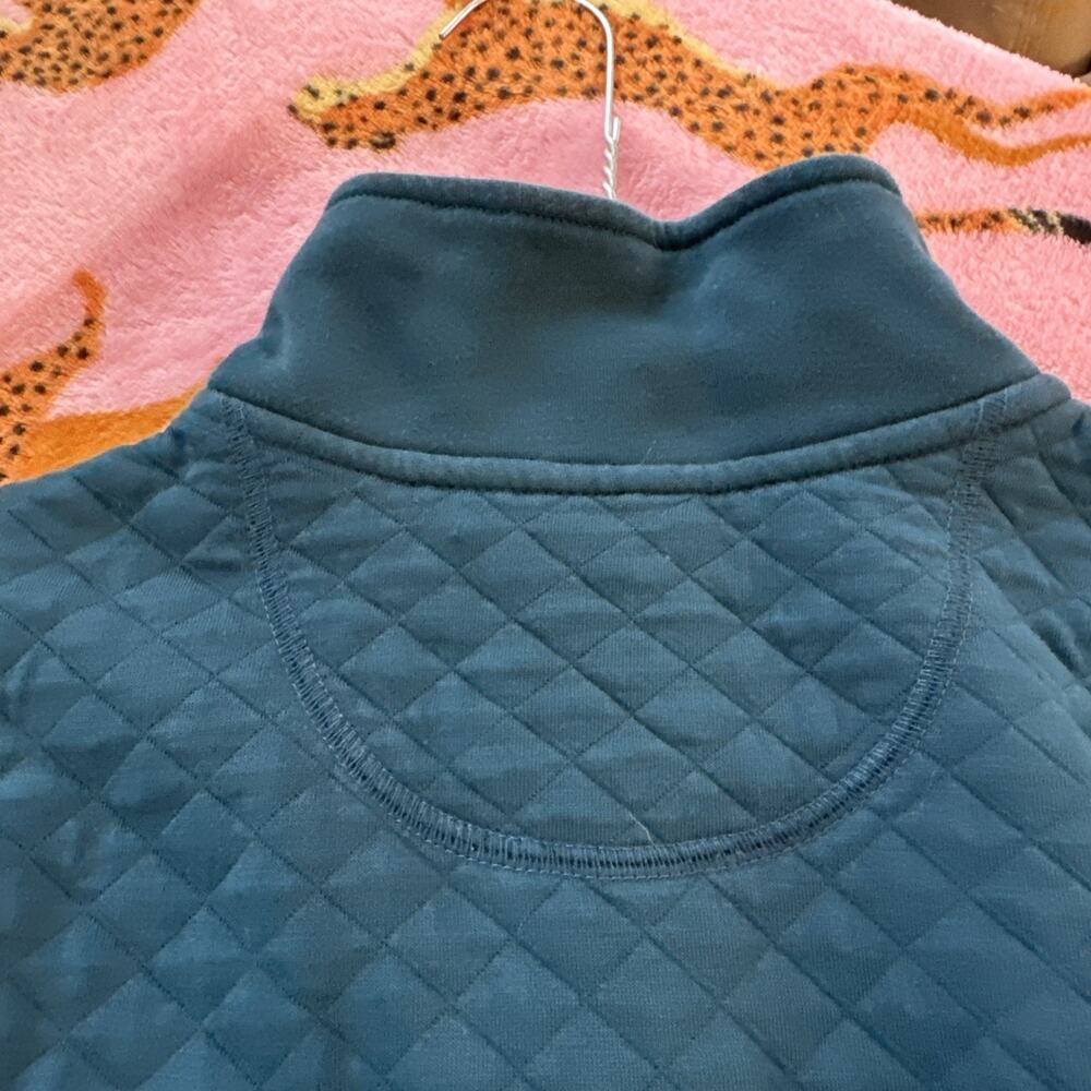 L.L. Bean Diamond Quilted 1/4 Zip Teal Women's Sweatshirt with Pockets XS - Picture 11 of 16